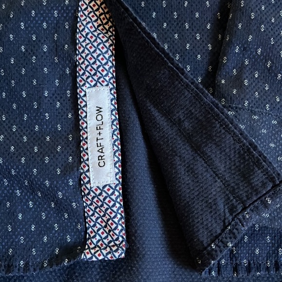 CRAFT +FLOW Mens Navy Print Dress Shirt - Picture 6 of 12